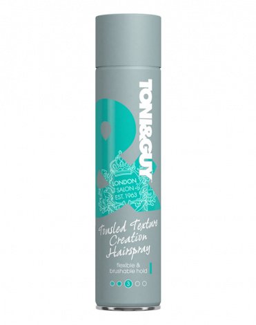 Лак-спрей для волос легкая фиксация для естественных укладок Tousled Texture Creation HairSpray, Toni&Guy, 250 мл 1