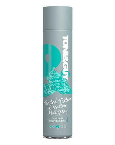 Лак-спрей для волос легкая фиксация для естественных укладок Tousled Texture Creation HairSpray, Toni&Guy, 250 мл 1