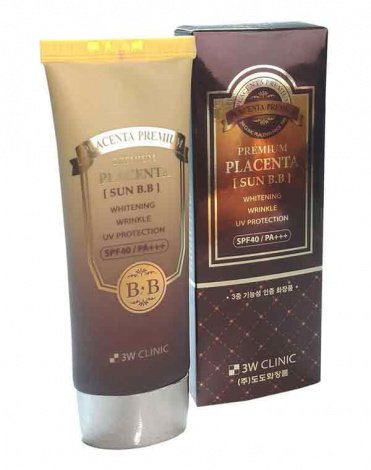 Солнцезащитный BB крем с плацентой Premium Placenta Sun BB Cream, 3W Clinic, 70 мл  2