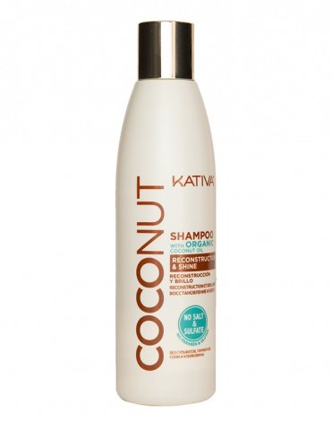 Восстанавливающий шампунь с органическим кокосовым маслом для поврежденных волос Coconut, Kativa 2