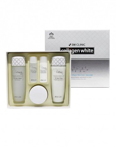 Осветление Набор для ухода за кожей лица Collagen Whitening Skin Care Items 3 Set, 3W Clinic 1