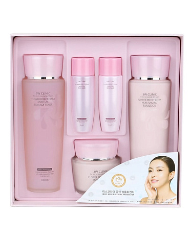 Увлажнение Набор для ухода за лицом Flower Effect Extra Moisturizing 3 Kit Set, 3W Clinic 2