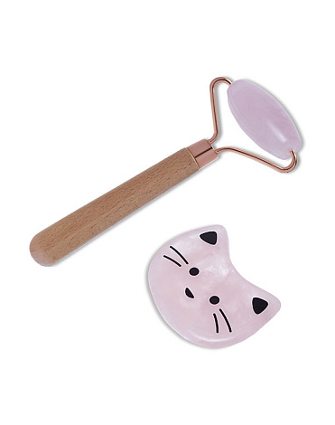 Скребок Гуаша и роллер, набор «Gua Sha Rose Beauty Set AMG341» CHEEKY GEMMY, Gezatone 1
