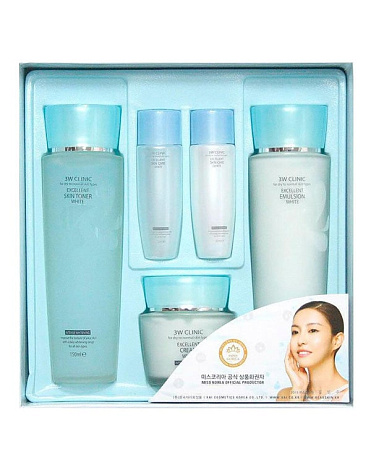 Отбеливание Набор для ухода за кожей лица Excelent White Skincare 3 kit Set, 3W Clinic 2