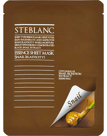 Тканевая маска для лица восстанавливающая на основе муцина улитки Essence Sheet Mask Snail Steblanc 1