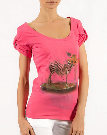 Patrizia Pepe футболка розовая с принтом BEACHWEAR 4