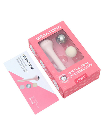 Роликовый массажер Гуаша со сменными роликами «Gua Sha Serum Infusion Roller AMG337» CHEEKY GEMMY, Gezatone 9
