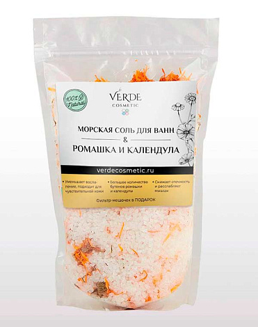 Морская соль и Ромашка/календула пакет зип-лок 800 гр Verde 1