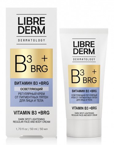 Крем осветляющий от пигментных пятен для лица и тела  Dermatology BRG+Витамин В, Librederm, 50 мл 1